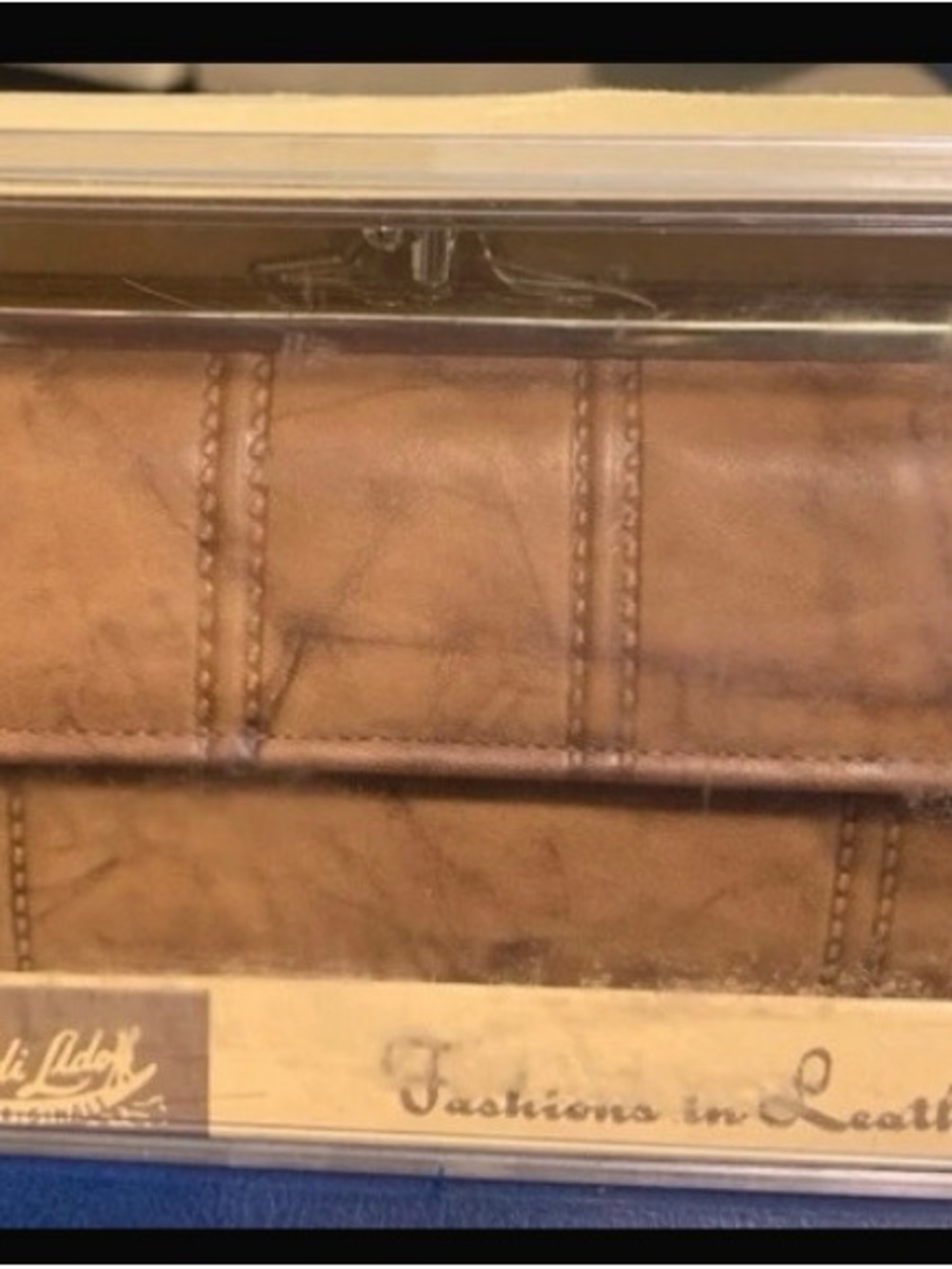 Vintage Di Lido Ranchero Cowhide Brown Leather Kiss Lock Wallet Clutch
